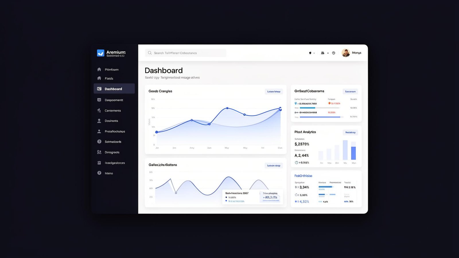 Mockup de dashboard premium desenvolvido pela Conecta VTX